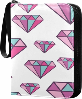 Card Binder 4 Pocket, Trading Card Binder Holder Fits 400 Cards with 50 Sleeves, Card Collection Binder Album Book Holder for Baseball Football Games Cards, Colorful Diamonds