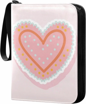 Card Binder 4 Pocket, Trading Card Binder Holder Fits 400 Cards with 50 Sleeves, Card Collection Binder Album Book Holder for Baseball Football Games Cards, Colorful Hearts