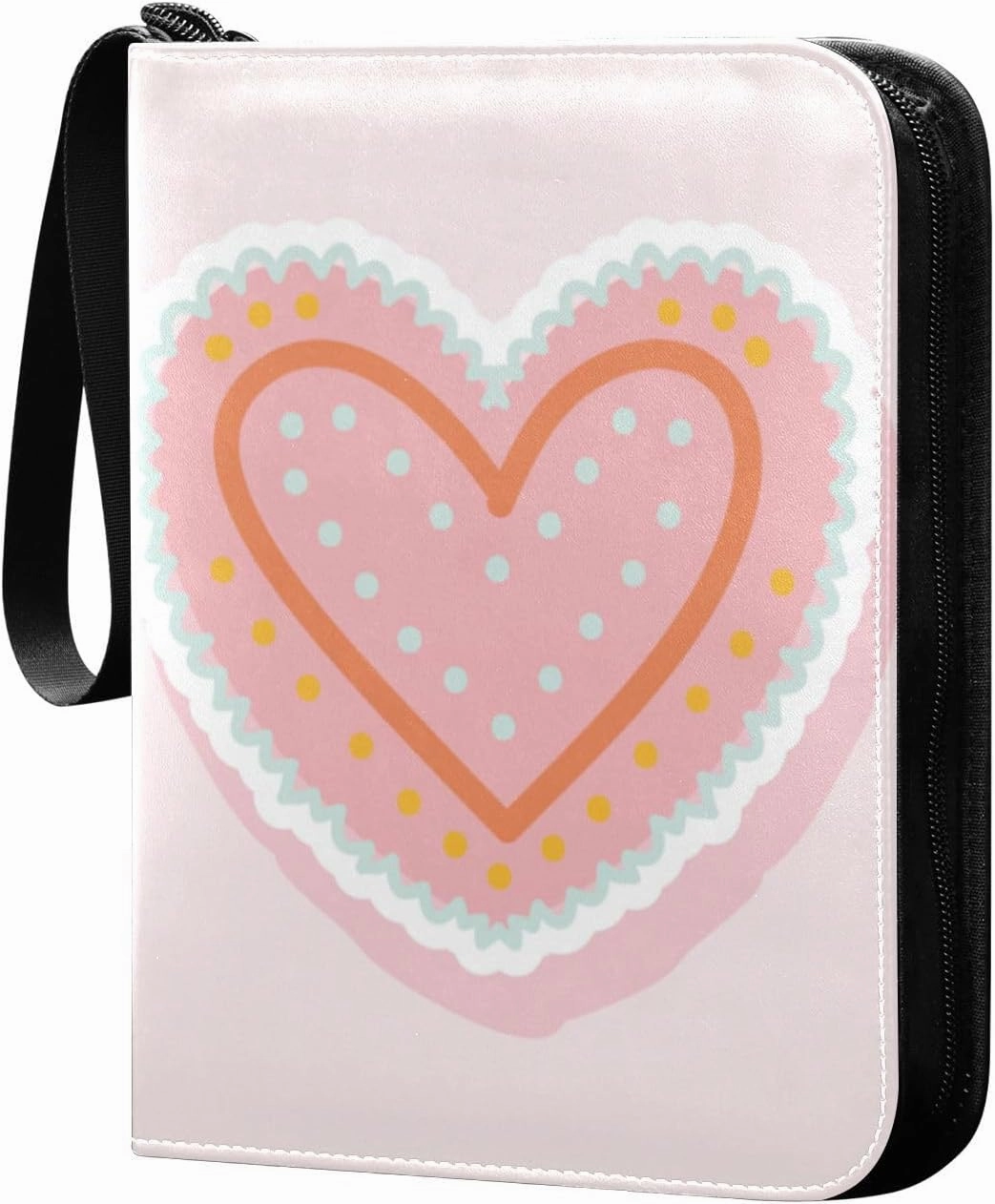Card Binder 4 Pocket, Trading Card Binder Holder Fits 400 Cards with 50 Sleeves, Card Collection Binder Album Book Holder for Baseball Football Games Cards, Colorful Hearts