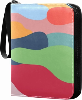 Card Binder 4 Pocket, Trading Card Binder Holder Fits 400 Cards with 50 Sleeves, Card Collection Binder Album Book Holder for Baseball Football Games Cards, Colorful Pattern