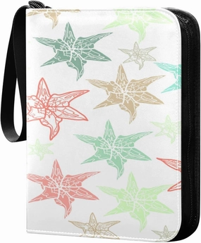 Card Binder 4 Pocket, Trading Card Binder Holder Fits 400 Cards with 50 Sleeves, Card Collection Binder Album Book Holder for Baseball Football Games Cards, Colorful Stars