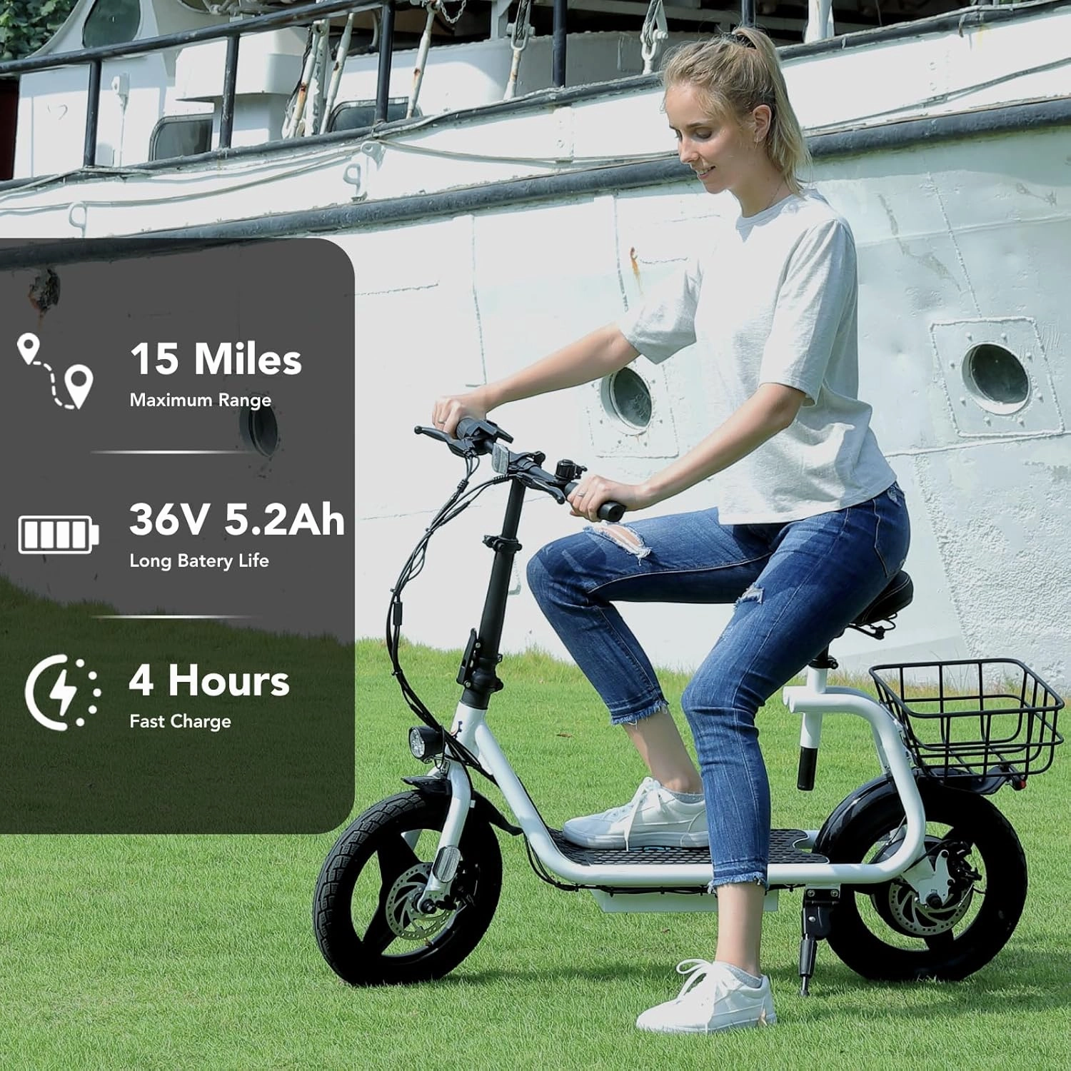 Caroma Peak 1200W Electric Scooter with Seat 14" Tire, 30 Miles Range 20MPH Max Speed, Foldable Electric Scooter for Adults 300 LBS Max Load