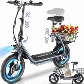 Caroma Peak 560W Electric Scooter Adults, 14" Tire, 20MPH Top Speed, 15Miles Range, Max Load 300LBS, Foldable Electric Scooter with Seat, Commuter Ebike for Adults&Teens