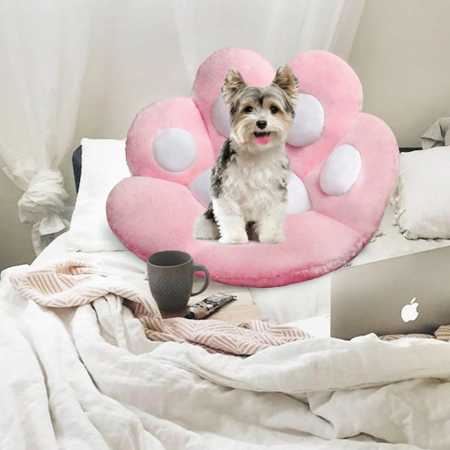 Cat Paw Cushion Kawaii Office Desk Chair Cushion Comfy Plush Cat Paw Shape Gaming Chair Cushion Bear Cute Seat Cushion for Girl, Kawaii Room Bedroom Decorate 28"x 24" (Pink)