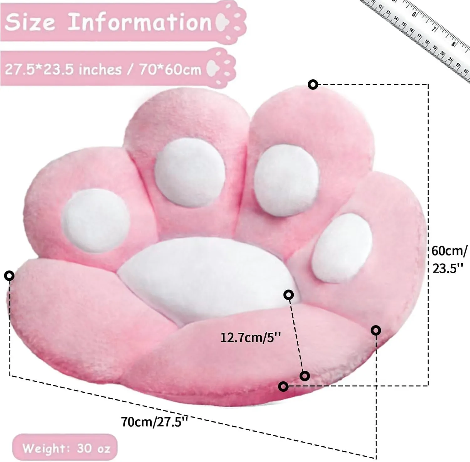 Cat Paw Cushion Kawaii Office Desk Chair Cushion Comfy Plush Cat Paw Shape Gaming Chair Cushion Bear Cute Seat Cushion for Girl, Kawaii Room Bedroom Decorate 28"x 24" (Pink)