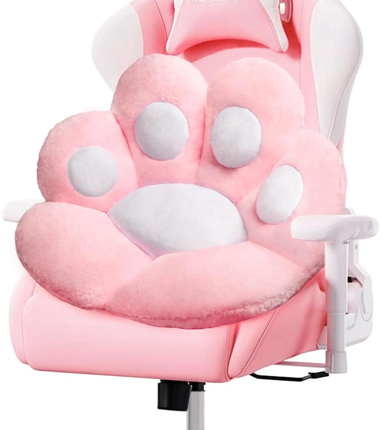 Cat Paw Cushion Kawaii Office Desk Chair Cushion Comfy Plush Cat Paw Shape Gaming Chair Cushion Bear Cute Seat Cushion for Girl, Kawaii Room Bedroom Decorate 28"x 24" (Pink)