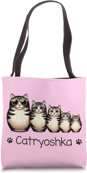 Catryoshka Cute Cats Matryoshka Russian Nesting Doll Set Tote Bag