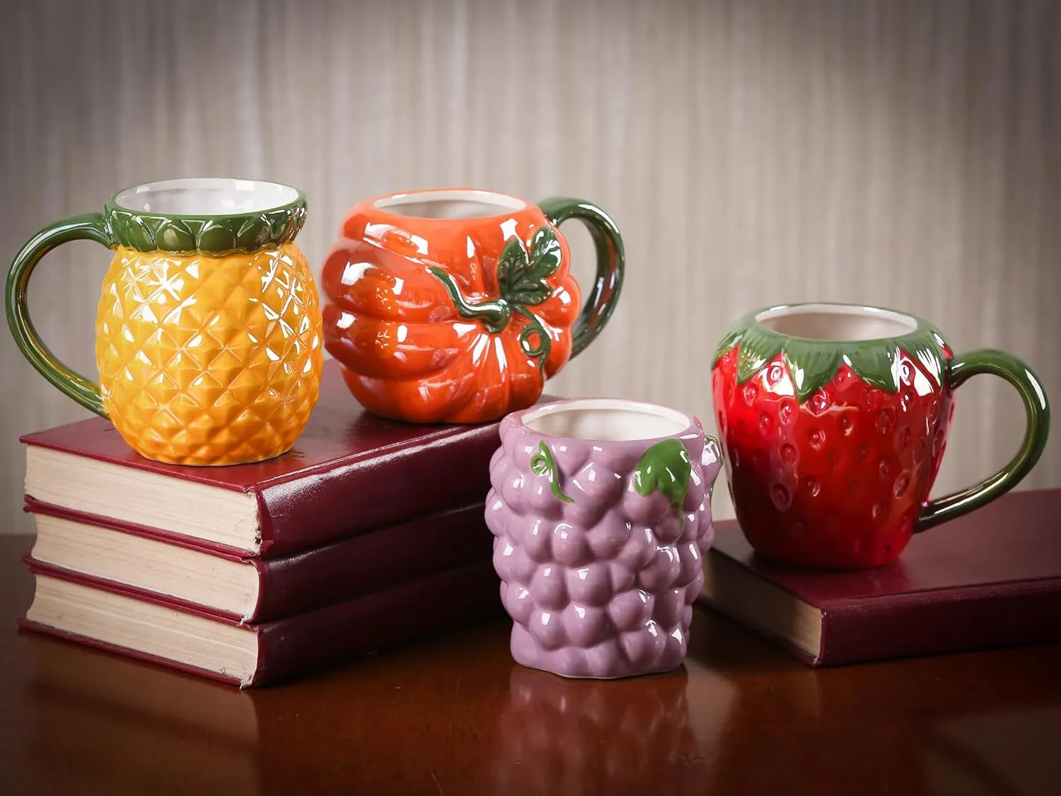Ceramic Mug for Home & Office, Creative Porcelain 3D Cup with Handle for Coffee, Tea, Juice, Milk & Water, 16.5oz. Pumpkin Shape Mug Gift, 3.7" H
