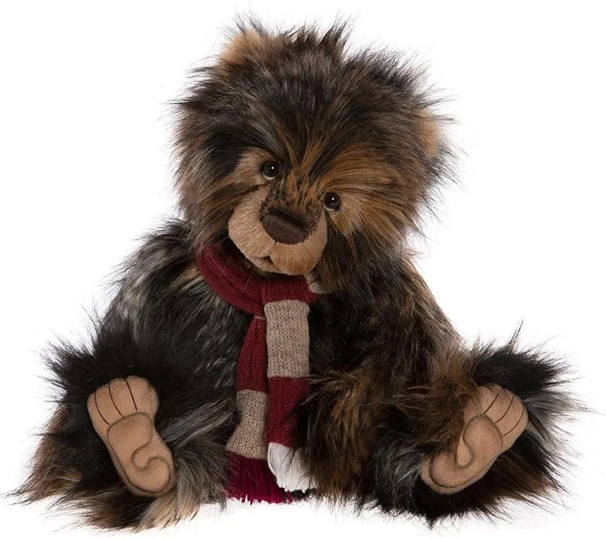 Charlie Bears – Treacle Toffee | 2023 Long Fluffy Plush Collectable Jointed Teddy Bear with Scarf Accessory
