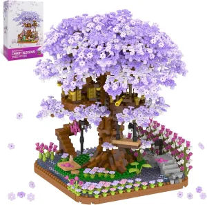 Cherry Blossom Bonsai Tree Mini Micro Building Set, Japanese Sakura Tree House Model Sets for Adults, Flowers House Mini Bricks Building Kit, Creative Gift Toys for Kids 12-14 (2200PCS)