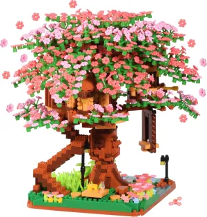 Cherry Blossom Tree Building Block Set Gift for Adults Girls Boys 14 , Cherry Bonsia Treehouse Micro Building Blocks, Japanese Sakura Flowers House 2138PCS