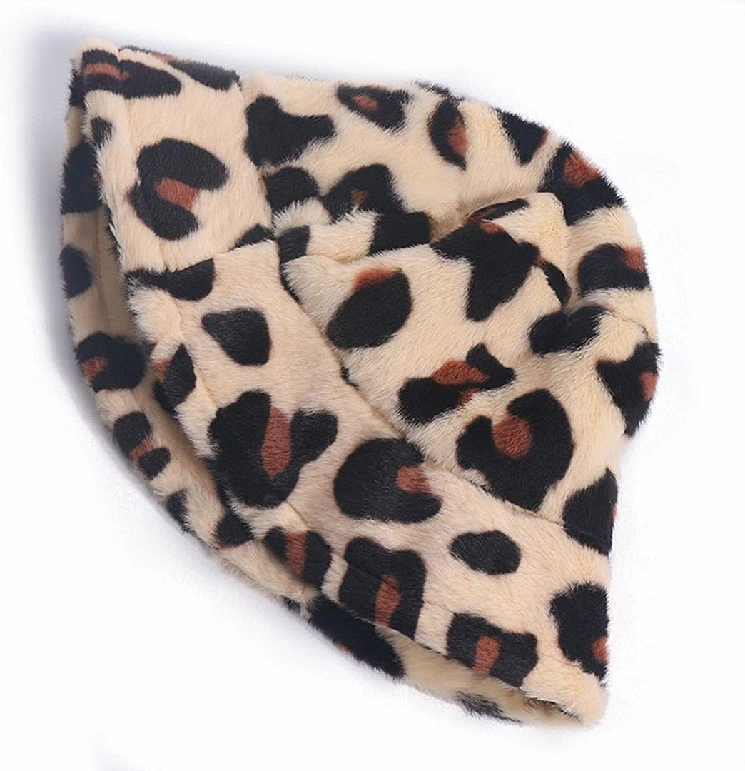 ChezAbbey Faux Fur Bucket Hat, Fuzzy Furry Winter Warm Fisherman Cap, Fluffy Teddy Sherpa Clothe Hats for Women Men Girls