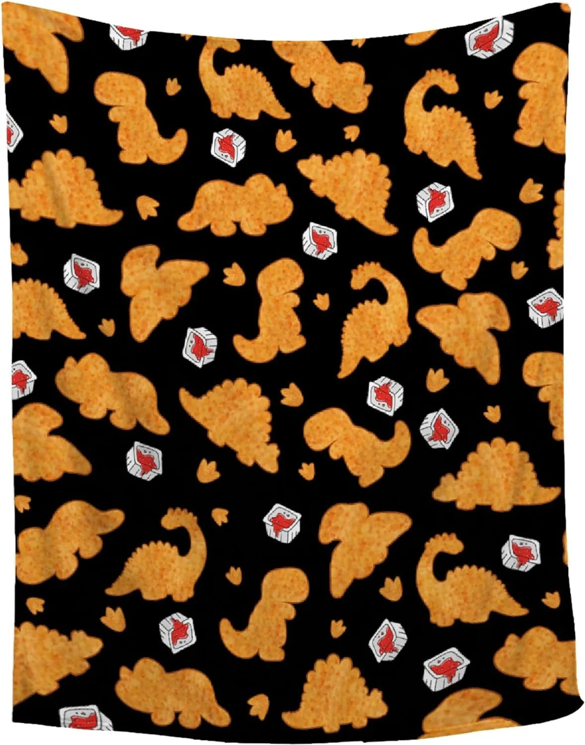 Chicken Nugget Blanket,Dino Nugget Blankets Gift Soft Cozy Plush Bedding Blanket,Fuzzy Flannel Fleece Ketchup Blanket for Couch Sofa Camping,60"x80"-Queen Size for Adults