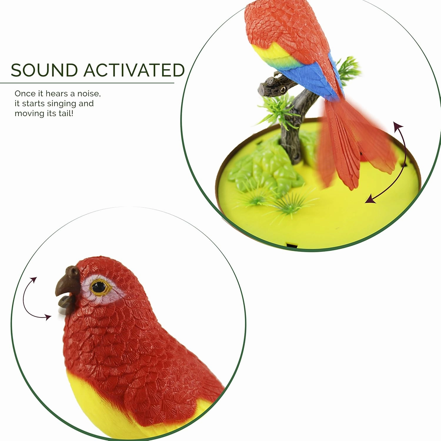 Chirping Bird in Cage – Realistic Singing & Moving Bird Toy with Lifelike Sounds, Motion Sensor & Beak Animation | Premium Desk & Room Decoration | Battery - Operated