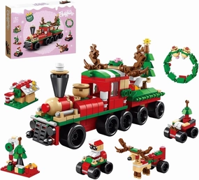 Christmas Train Advent Calendar Mini Building Set, 6 in 1 Xmas Ornaments Santa Claus Tree House Reindeer Sleigh Playset，270 Pieces Christmas Creative Gifts for Adults Kids Girls Boys