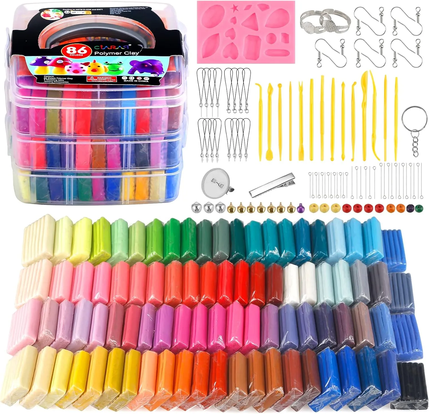 CiaraQ Polymer Clay Kit, Oven Bake Modeling Clay with Sculpting Tools, 86 Colors, 5.31 lb