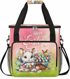 Coffee Maker Carring Bag Festival Bunny Easter Travel Carrying Storage Tote Bag Compatible with Keurig K-Mini or K-Mini Plus Portable Single Serve Coffee Brewer Case with Pockets for K-cup Pods