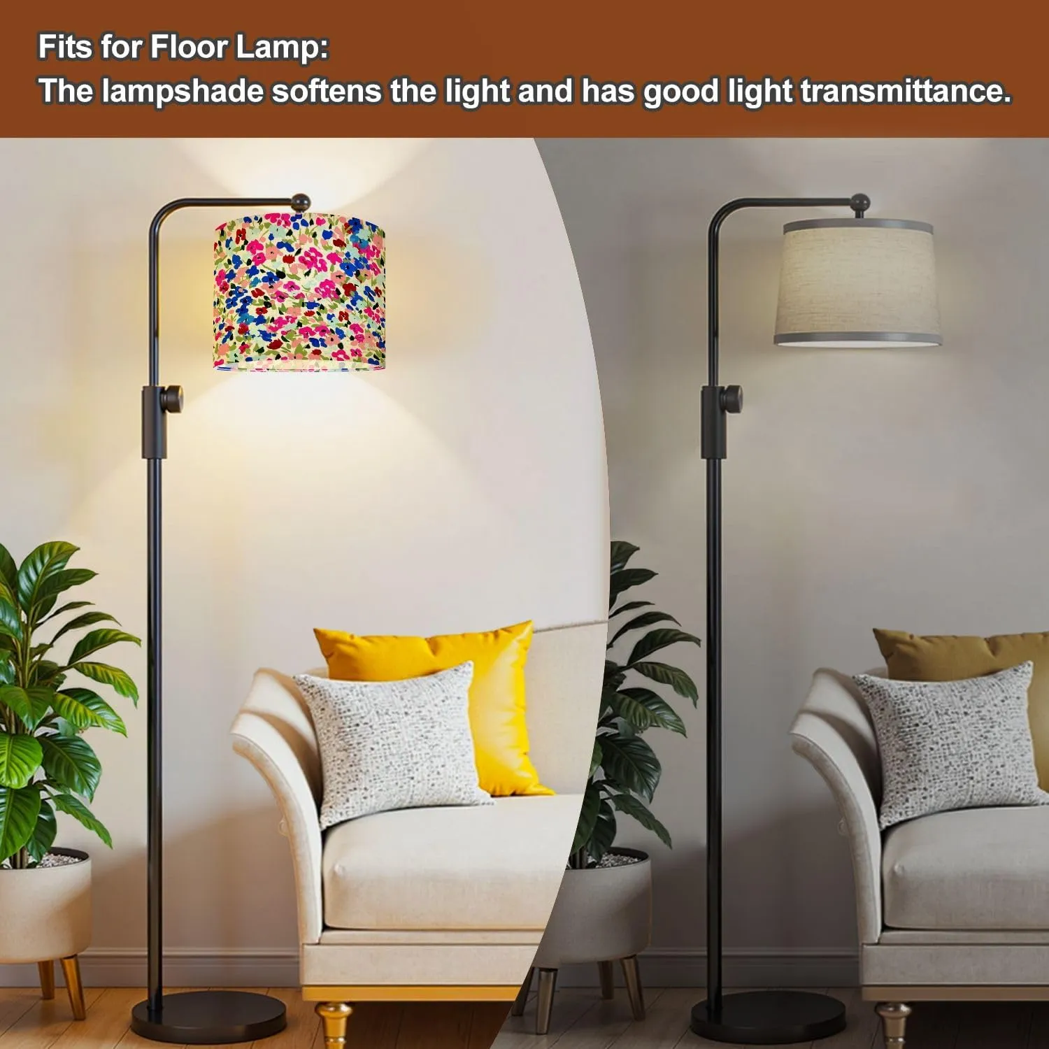 Colorful Lampshades Lamp Shades Boho 1 Pack tiny flowers For summer print dress Light Shade for Table Lamps Floor Lamps Drum Lamp Shades Lampshade Replacement