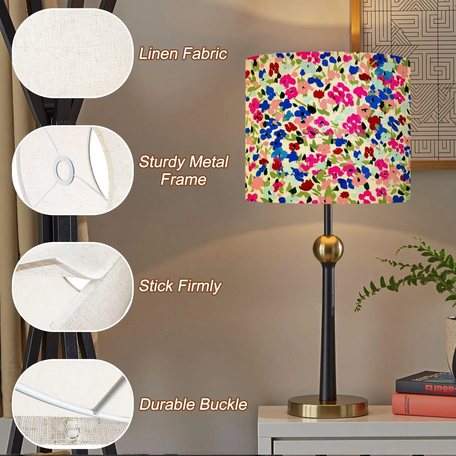 Colorful Lampshades Lamp Shades Boho 1 Pack tiny flowers For summer print dress Light Shade for Table Lamps Floor Lamps Drum Lamp Shades Lampshade Replacement
