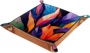 Colorful Plant Leaves Stacking Jewelry Organizer Trays for Women, Desk Drawer Organizer Tray, Earring Tray, Bracelet Tray, Key Tray, Small and Decorative