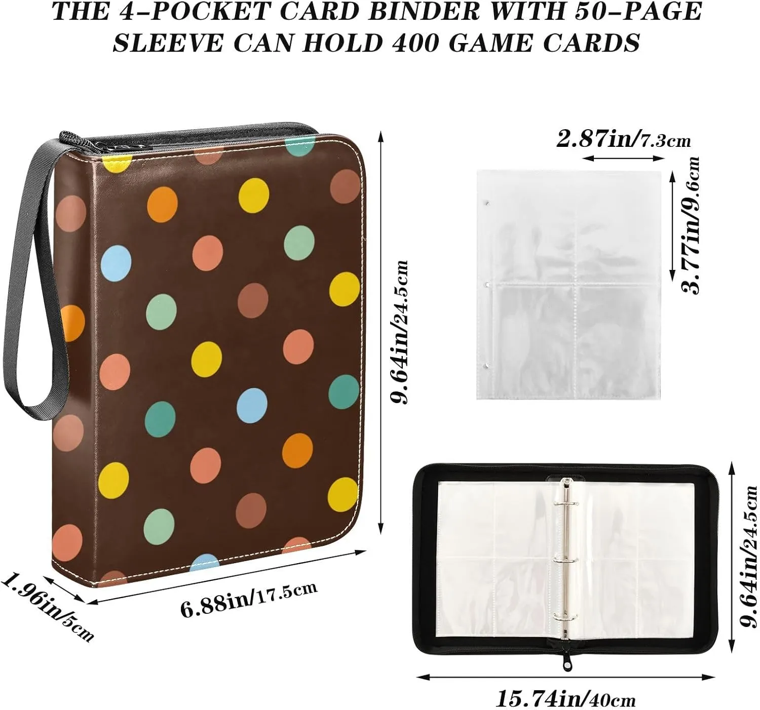Colorful Polka Card Binders Trading Card Binder with Sleeves Trading Card Binder