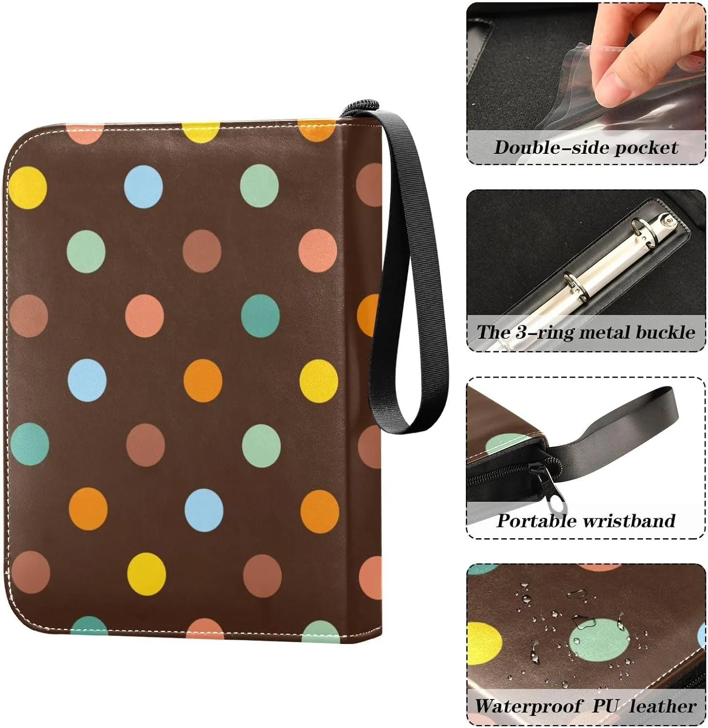 Colorful Polka Card Binders Trading Card Binder with Sleeves Trading Card Binder