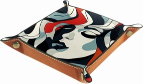 Colorful Abstract Woman Pattern Stacking Jewelry Organizer Trays, Small Desk Drawer Earring and Bracelet Tray