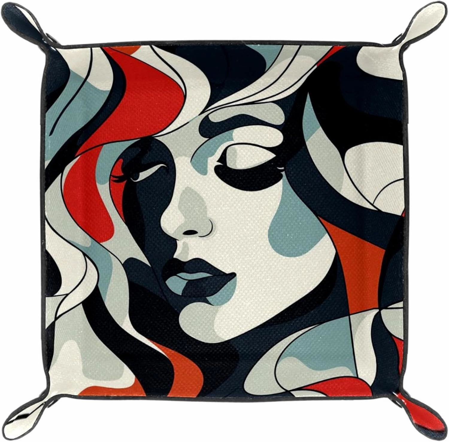 Colorful Abstract Woman Pattern Stacking Jewelry Organizer Trays, Small Desk Drawer Earring and Bracelet Tray