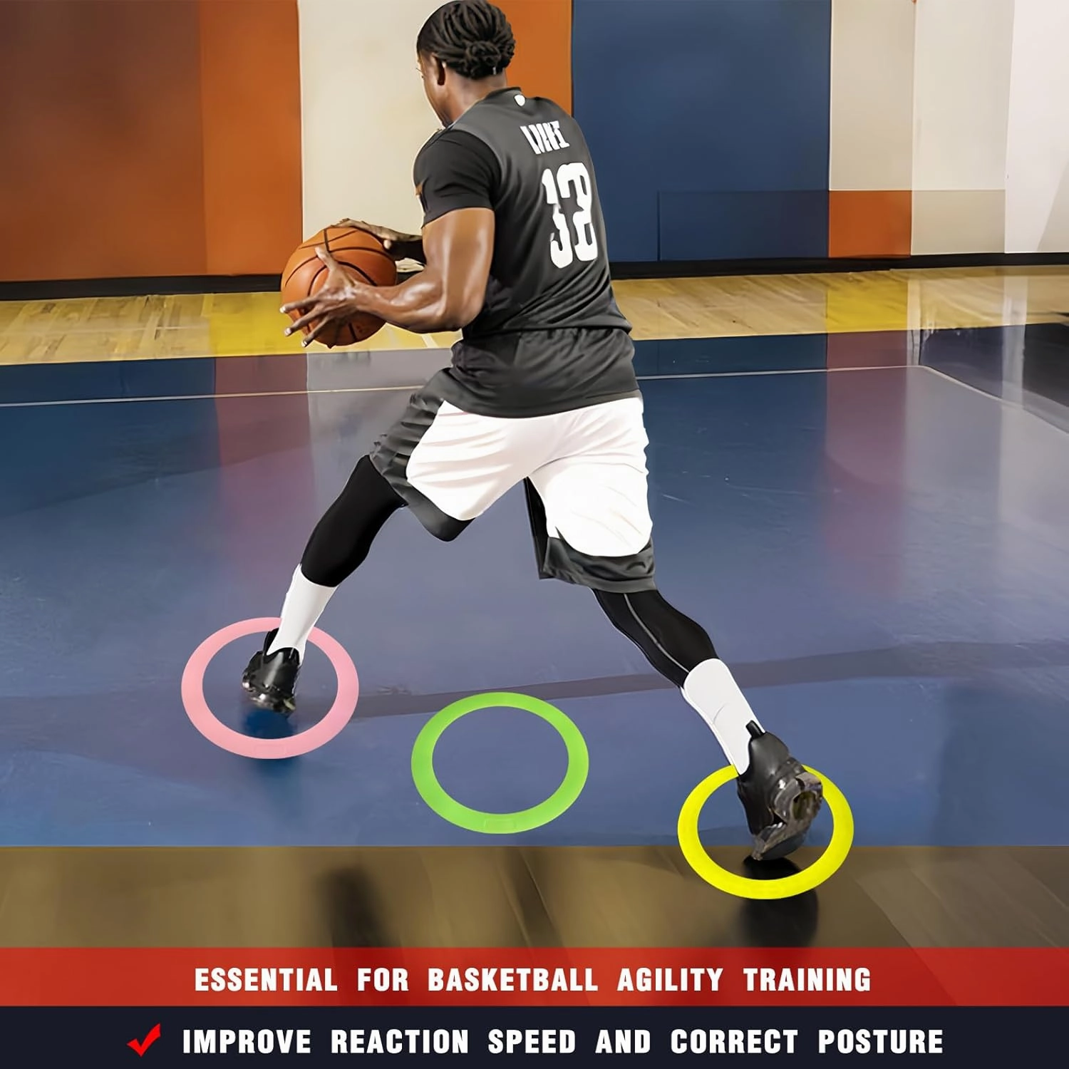 Colorful Anti Slip Safety Agility Rings Speed Rings 3PCs Speed and Agility Training Equipment Basketball Football Agility Training Equipment Soccer Practice Equipment