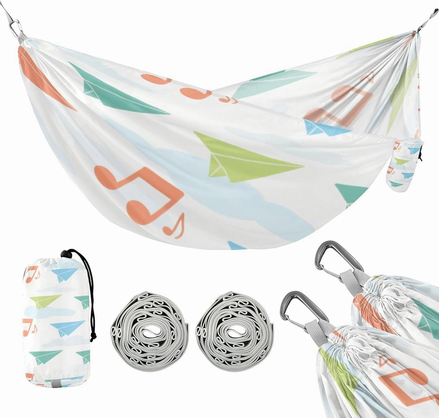 Colorful Paper Airplane Note 330lb Capacity Outdoor Hammock with Hanging Rope Hanging Hammock for Outside Patio Garden hamacas para Deck