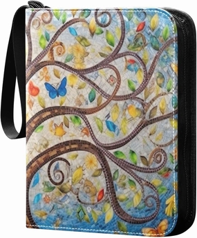 Colorful Tree 4 Pockets Card Binder for 400 Standard Trading Cards,Waterproof Card Holder Album for TCG, CCG, MTG, Gifts For Boys and Girls