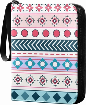 Colorful Vintage Card Collector Holder for Collectible Boys Girls Game Sports Cards MTG TCG, 4 Pockets Trading Card Folder Zip Card Binder