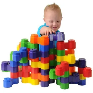 Constructive Playthings Kids Plastic Double Octagon Building Cubes, Multicolor (Set of 50)