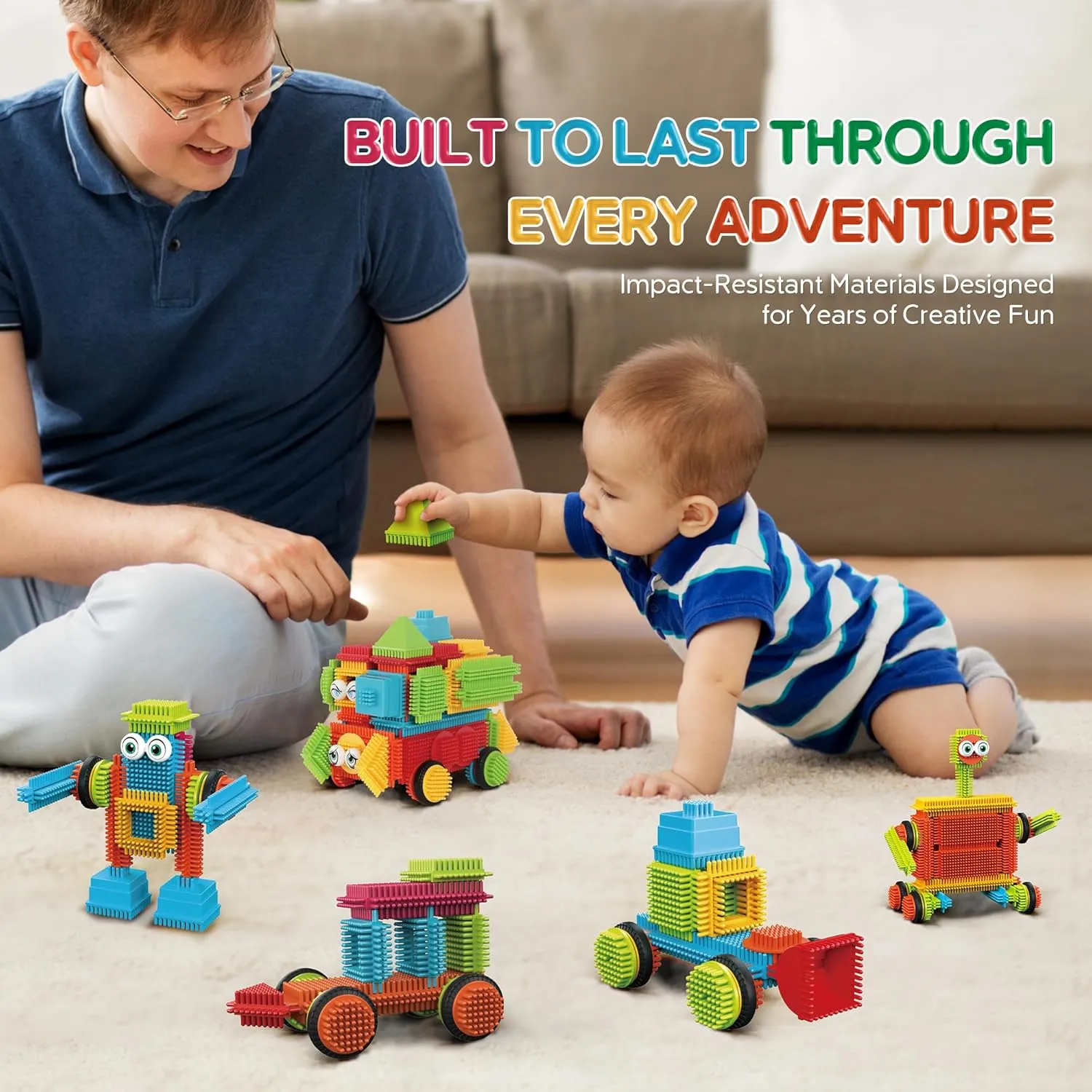 Contixo STEM Building Toys, ST6 100 pcs Bristle Shape 3D Tiles Set Construction Learning Stacking Educational Block, Creativity Beyond Imagination, Inspirational, Recreational Toy for Kids Ages 3-8