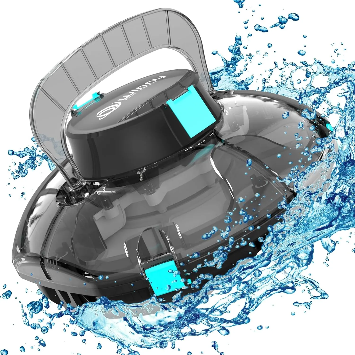 Cordless Robotic Pool Vacuum Cleaner - Powerful Suction & Transparent Design for Effortless Cleaning of Above Ground Pools up to 645 Sq. Ft