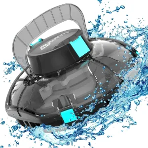 Cordless Robotic Pool Vacuum Cleaner - Powerful Suction & Transparent Design for Effortless Cleaning of Above Ground Pools up to 645 Sq. Ft
