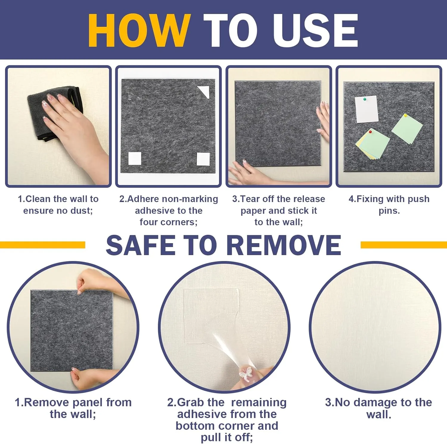 Cork Boards for Walls 48" x60”,20 Pack Grey Bulletin Board, Reusable Felt Wall Tiles with 105 Pins and Non-Marking Adhesives,Cork Board for Office Pin Board