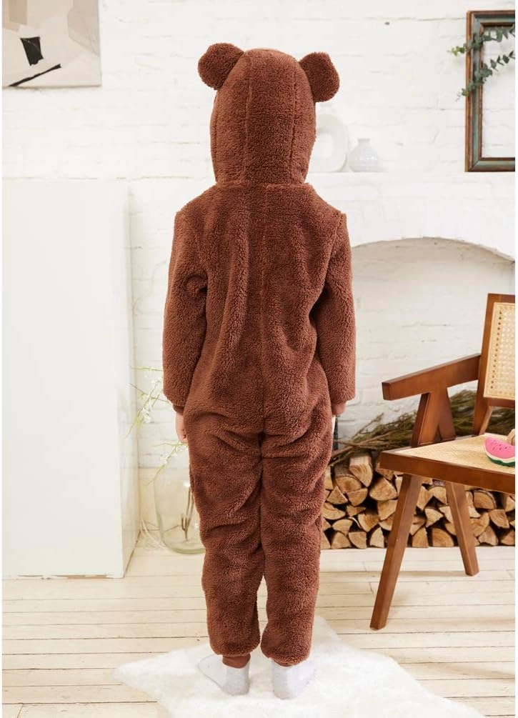 COSUSKET Kids Snug Fit Flannel Brown Bear Costume Animal Onesie Pajamas for Boys Girls Gifts