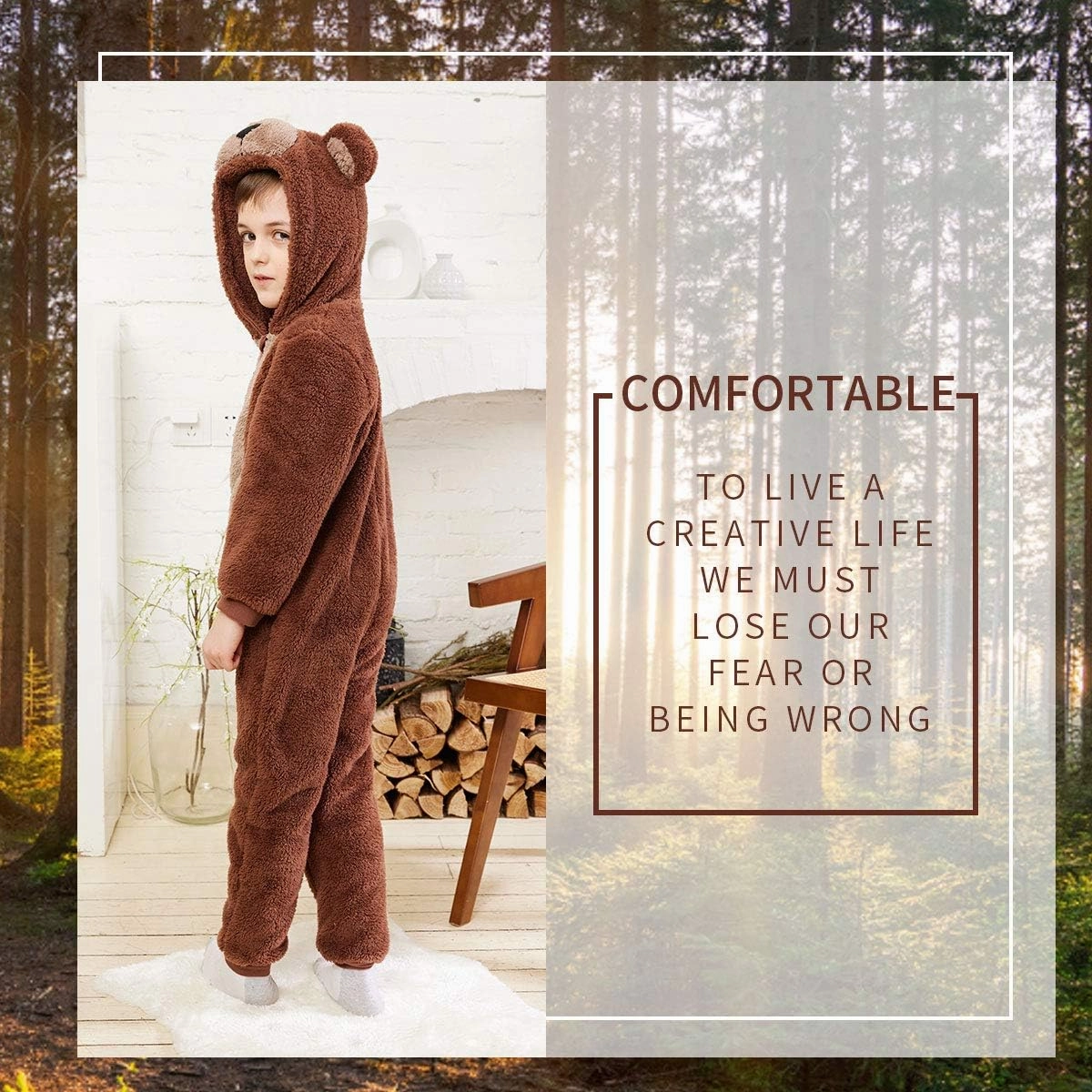 COSUSKET Kids Snug Fit Flannel Brown Bear Costume Animal Onesie Pajamas for Boys Girls Gifts