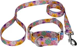 Country Brook Petz - May Flowers Martingale Dog Collar and Leash - Floral Collection Featuring Charming Designs (1/2 Inch, Extra Small)