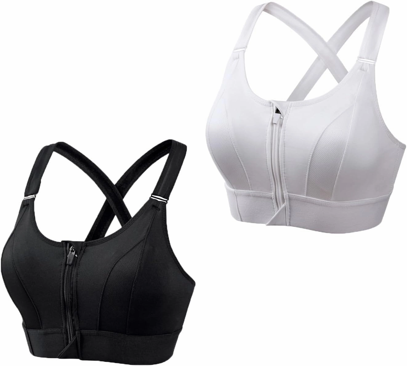 Cozuty Sports Bra, Zipper Front Closure Sports Bra for Women, Wireless Supportive Adjustable Anti-Shock Sports Bra