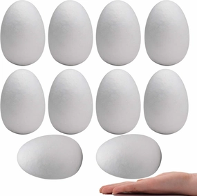 Crafare 4.5 Inch 10 Pack White Craft Foam Eggs Smooth for Easter Christmas Holiday Art Crafts Making Handmade DIY Painting School Projects