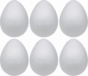 Crafjie Foam Eggs 6pcs 6 Inch (15cm) White Craft Polystyrene Eggs Smooth for Spring Easter Halloween Christmas Holiday Crafts Making Handmade DIY Painting School Projects