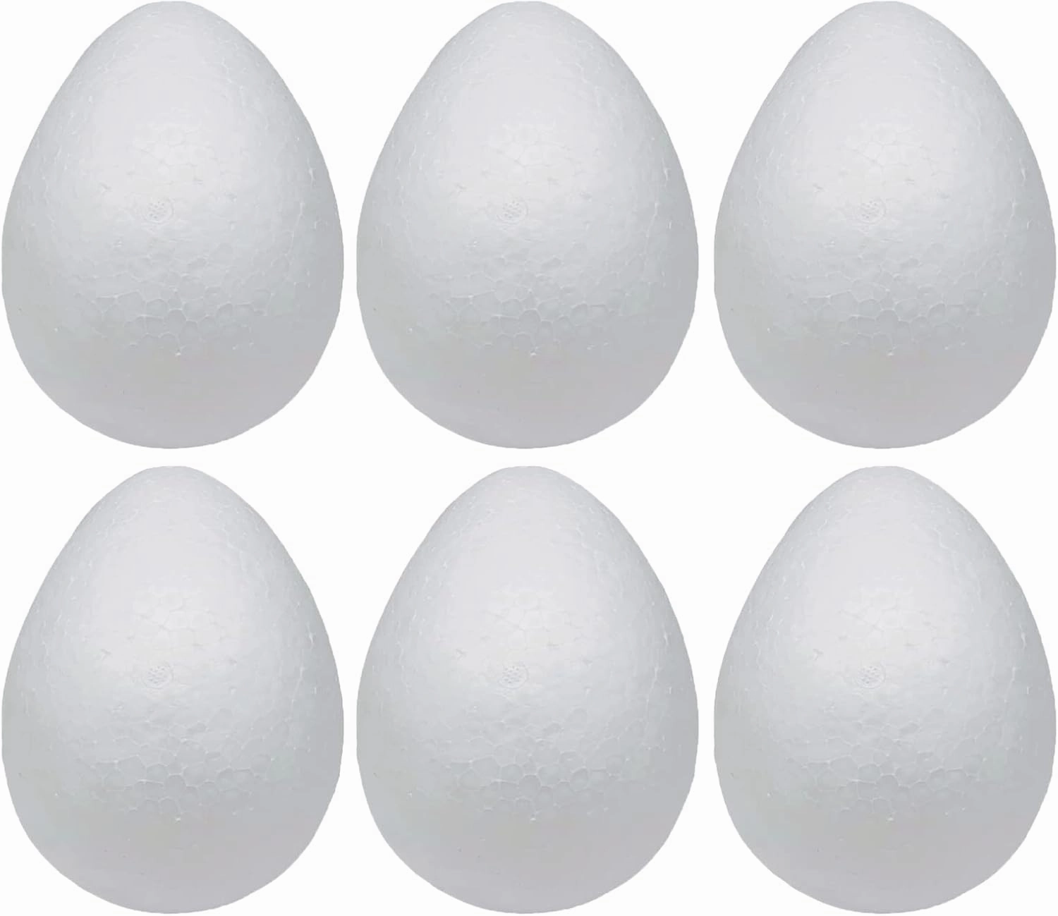 Crafjie Foam Eggs 6pcs 6 Inch (15cm) White Craft Polystyrene Eggs Smooth for Spring Easter Halloween Christmas Holiday Crafts Making Handmade DIY Painting School Projects