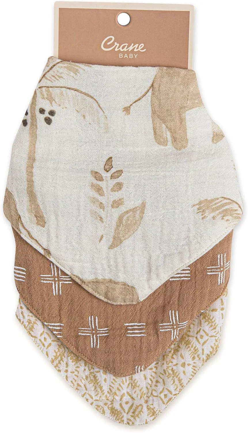 Crane Baby Soft Muslin Baby Bib Set, Adjustable and Absorbent Bandana Style Bibs for Boys and Girls