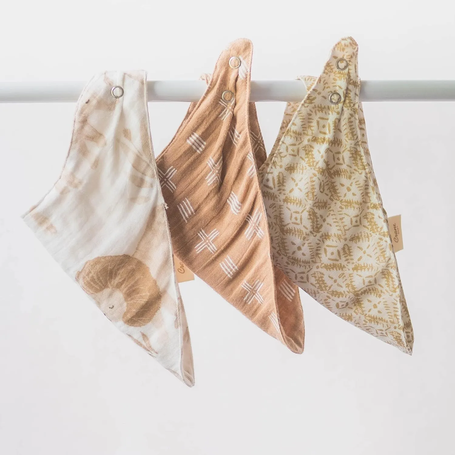 Crane Baby Soft Muslin Baby Bib Set, Adjustable and Absorbent Bandana Style Bibs for Boys and Girls