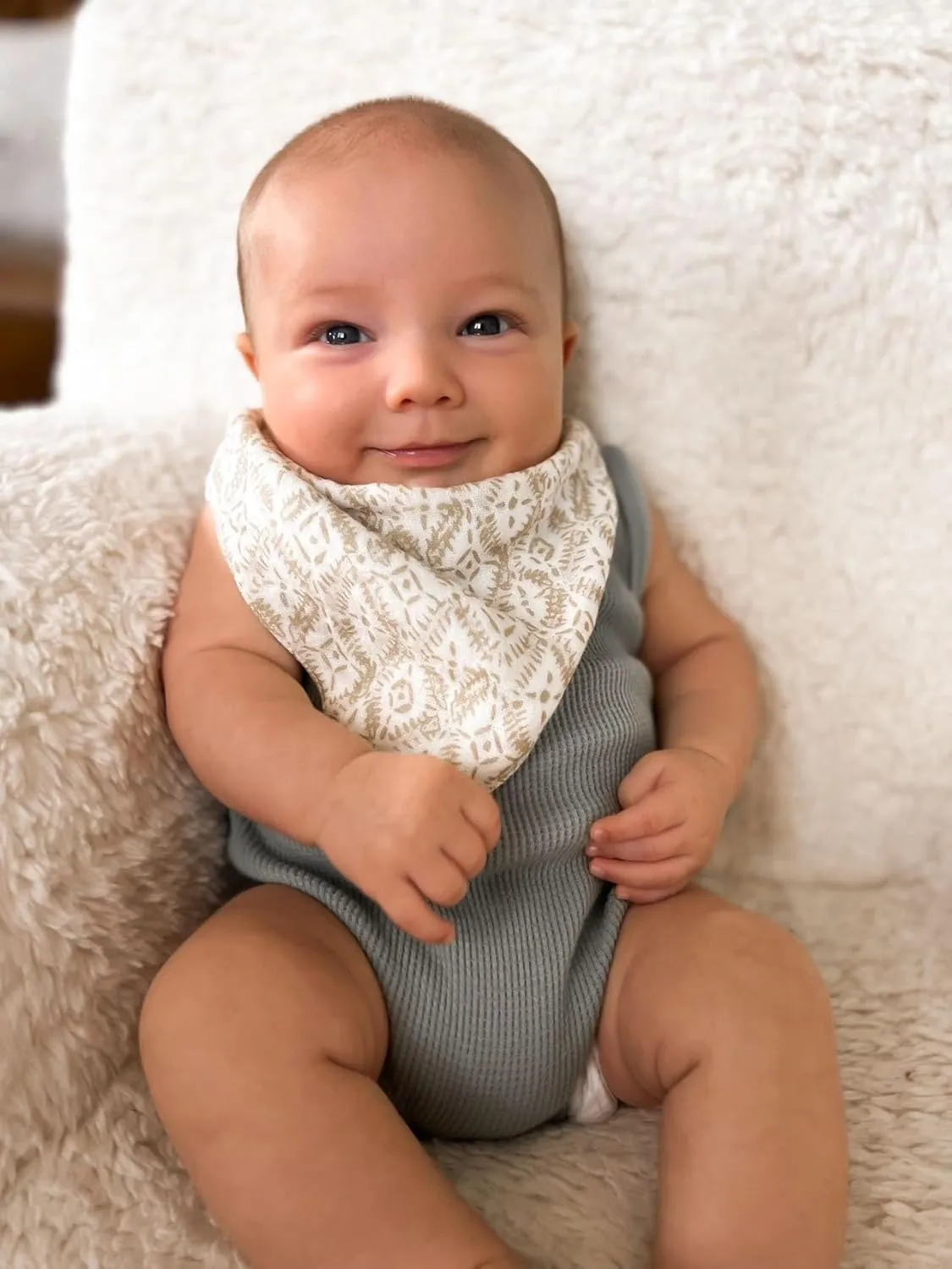 Crane Baby Soft Muslin Baby Bib Set, Adjustable and Absorbent Bandana Style Bibs for Boys and Girls