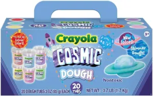 Crayola Dough - Cosmic Play Dough | Shimmer, Sparkle Special Effects with No Glitter Mess | 20 Tubs of 3oz Non-Toxic Modeling Compound in 6 Cosmic Colors | Fidget Toy, Party Favor, Classroom Rewards