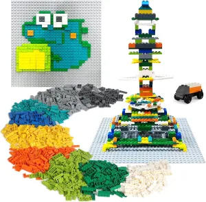 Creative Building Blocks Set Compatible with Major Brands Classic, Includes Dual-Sided and Single-Sided Baseplates, Variety of Accessories to Spark Imagination (boy)