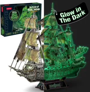 CubicFun 3D Jigsaw Puzzles Dutch Ship Model Flying Luminous Haunted Pirate Ship DIY for Adults and Kids, Building Kits Office Decoration for Women and Men, 360 Pieces